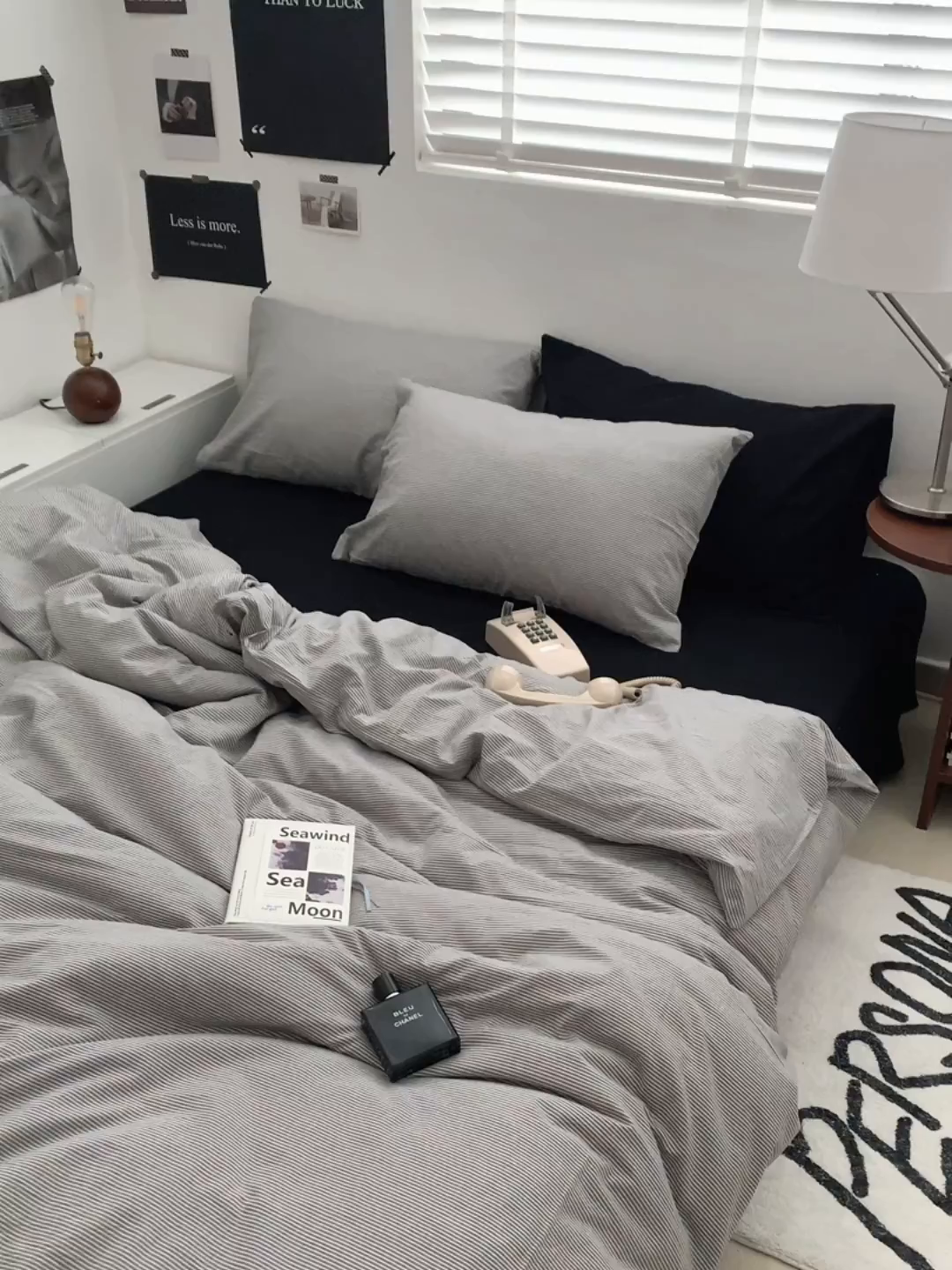 91家纺网 家纺一手货源 找家纺 柚可家居 2024新款40支全棉色织水洗棉单品系列-四件套 细灰横条纹