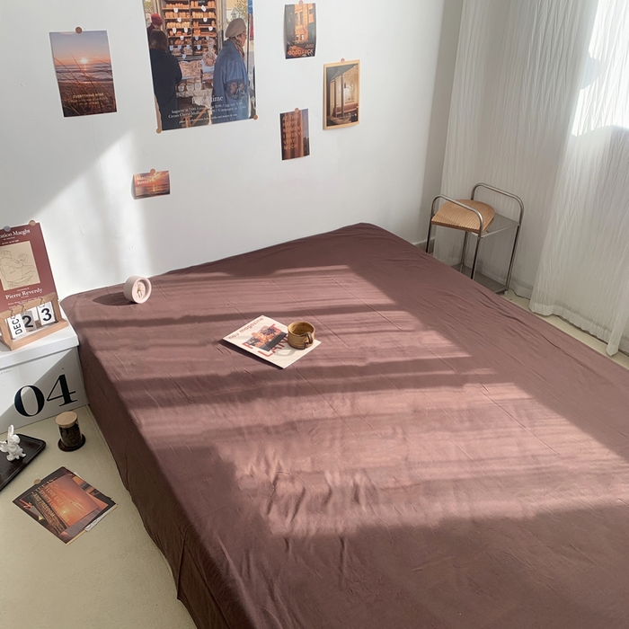 91家纺网 家纺一手货源 找家纺 柚可家居 2024新款40支全棉色织水洗棉单品系列-四件套 焦糖色