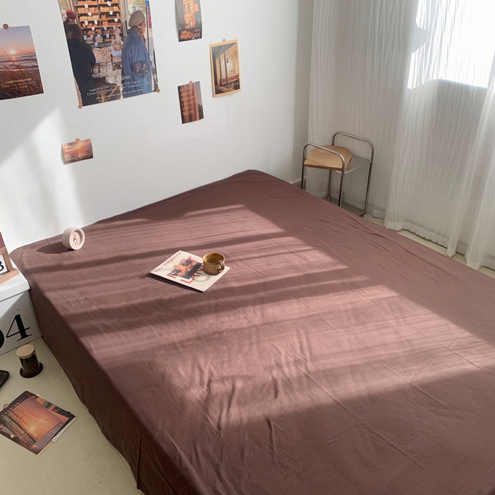 91家纺网 家纺一手货源 找家纺 柚可家居 2024新款40支全棉色织水洗棉单品系列-四件套 焦糖色