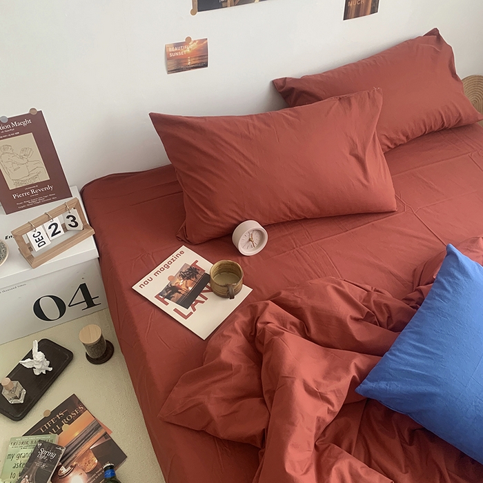 91家纺网 家纺一手货源 找家纺 柚可家居 2024新款40支全棉色织水洗棉单品系列-四件套 树莓红