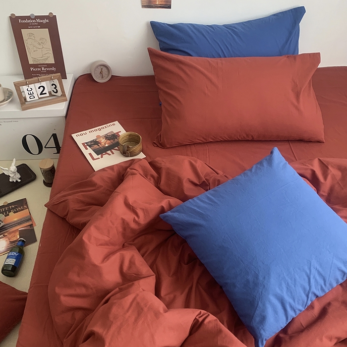 91家纺网 家纺一手货源 找家纺 柚可家居 2024新款40支全棉色织水洗棉单品系列-四件套 树莓红