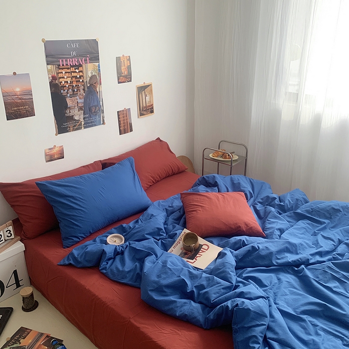 柚可家居 2024新款40支全棉色织水洗棉单品系列-四件套 跃蓝