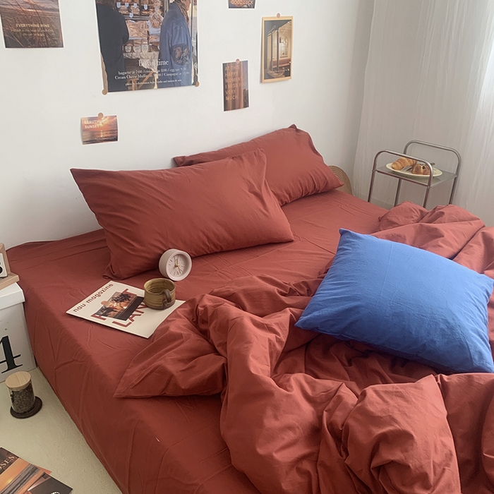 91家纺网 家纺一手货源 找家纺 柚可家居 2024新款40支全棉色织水洗棉单品系列-四件套 跃蓝