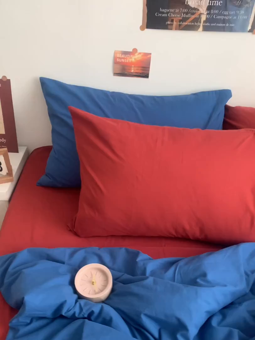 91家纺网 家纺一手货源 找家纺 柚可家居 2024新款40支全棉色织水洗棉单品系列-四件套 跃蓝