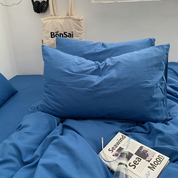 91家纺网 家纺一手货源 找家纺 柚可家居 2024新款40支全棉色织水洗棉单品系列-四件套 跃蓝1