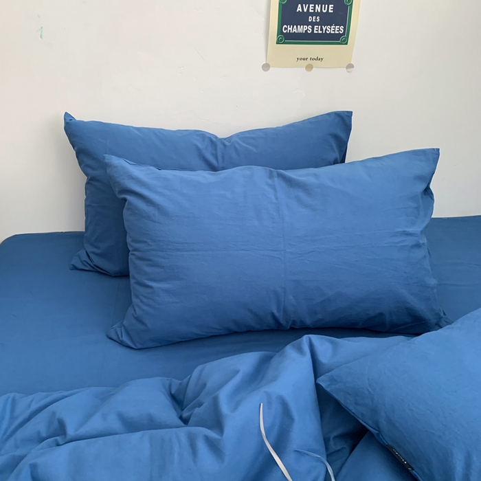 91家纺网 家纺一手货源 找家纺 柚可家居 2024新款40支全棉色织水洗棉单品系列-四件套 跃蓝1