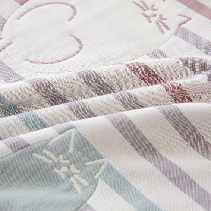 91家纺网 家纺一手货源 找家纺 悦然毛巾被 2025新款八层纱布盖毯毛巾被夏被夏凉被空调被 彩虹猫粉