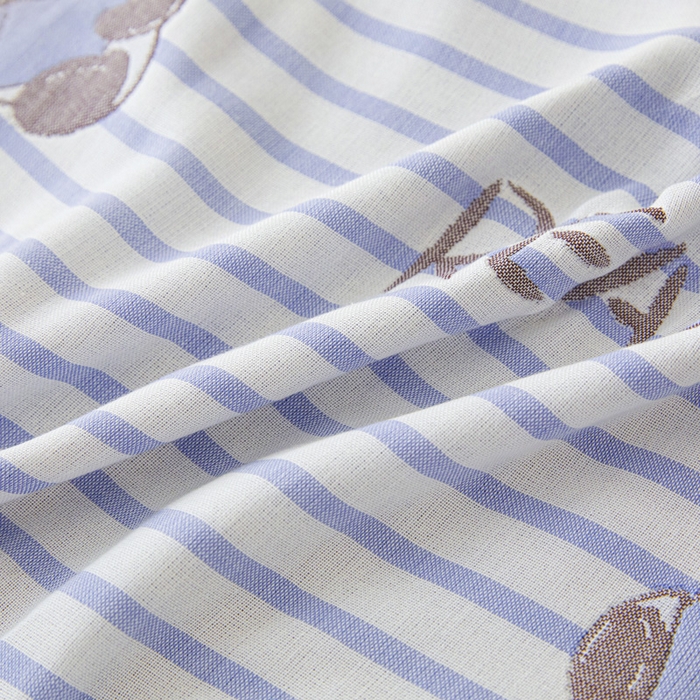 91家纺网 家纺一手货源 找家纺 悦然毛巾被 2025新款八层纱布盖毯毛巾被夏被夏凉被空调被 趣味彩条蓝