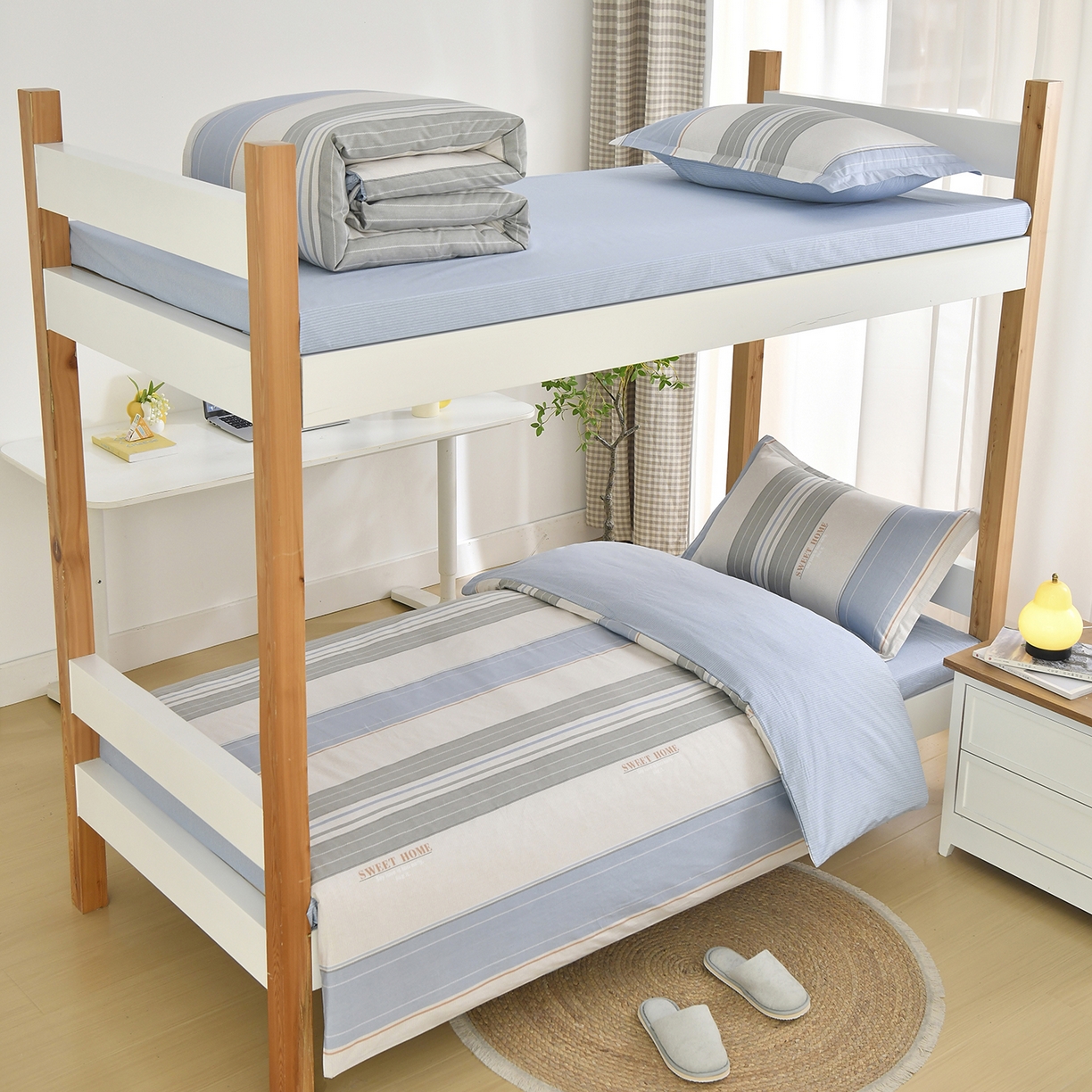 91家纺网 家纺一手货源 找家纺 （总）乐旗家纺 2025新款13372全棉学生宿舍床单款三件套纯棉六件套