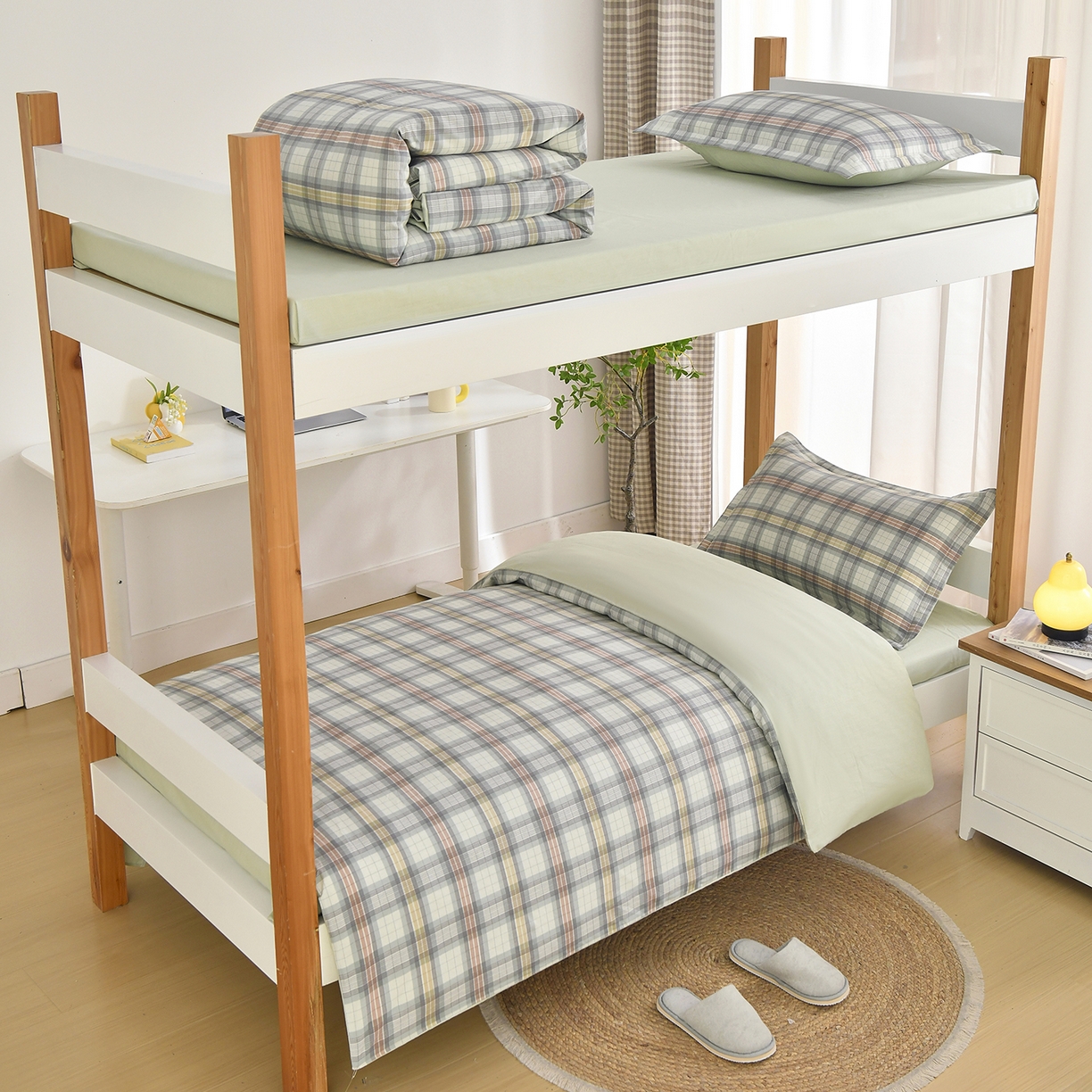 91家纺网 家纺一手货源 找家纺 （总）乐旗家纺 2025新款13372全棉学生宿舍床单款三件套纯棉六件套