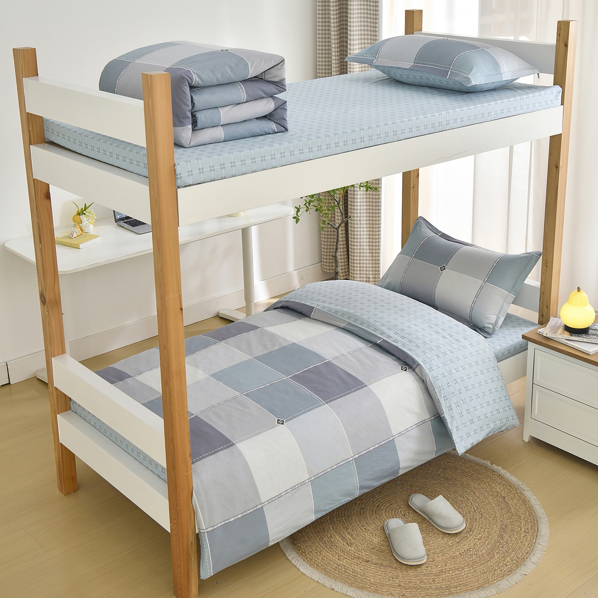 91家纺网 家纺一手货源 找家纺 （总）乐旗家纺 2025新款13372全棉学生宿舍床单款三件套纯棉六件套