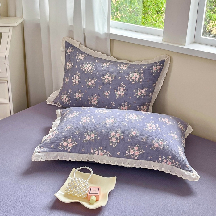 91家纺网 家纺一手货源 找家纺 （总）斯卡诺家纺 2025新款纯棉花边双层纱四件套水洗棉四件套