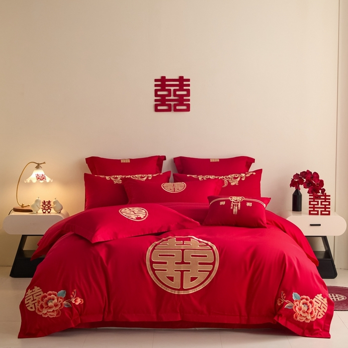 91家纺网 家纺一手货源 找家纺 （总）东方合美（原：皇家传奇） 2025新款婚庆小红书化纤系列四件套(控价138/148）