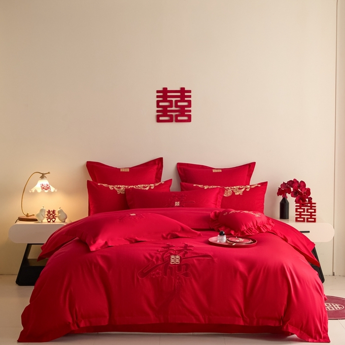 91家纺网 家纺一手货源 找家纺 （总）东方合美（原：皇家传奇） 2025新款婚庆小红书化纤系列四件套(控价138/148）