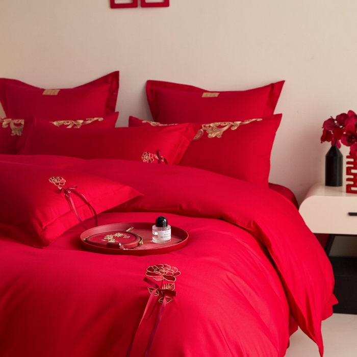 91家纺网 家纺一手货源 找家纺 （总）东方合美（原：皇家传奇） 2025新款婚庆小红书化纤系列四件套(控价138/148）