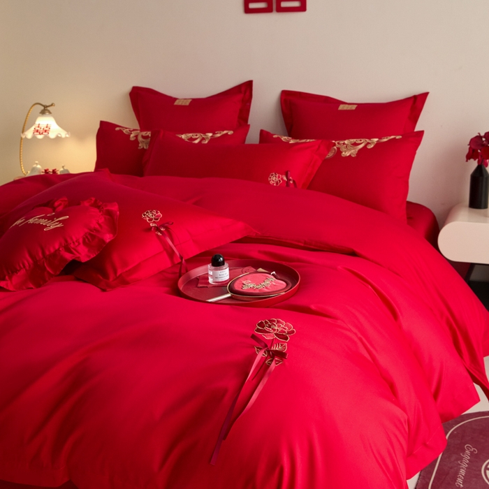 91家纺网 家纺一手货源 找家纺 （总）东方合美（原：皇家传奇） 2025新款婚庆小红书化纤系列四件套(控价138/148）