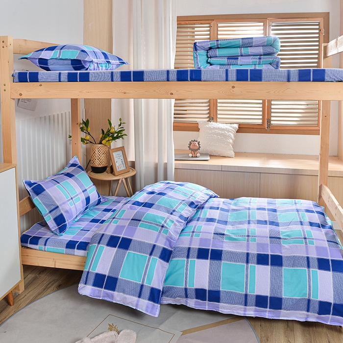 91家纺网 家纺一手货源 找家纺 小雨家纺 2026新款12868纯棉三件套 学生时代-蓝