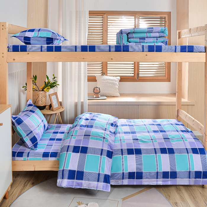 91家纺网 家纺一手货源 找家纺 小雨家纺 2026新款12868纯棉三件套 学生时代-蓝