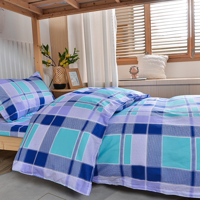 91家纺网 家纺一手货源 找家纺 小雨家纺 2026新款12868纯棉三件套 学生时代-蓝