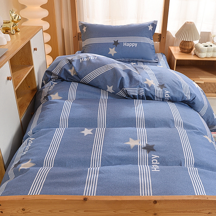 91家纺网 家纺一手货源 找家纺 小雨家纺 2026新款12868纯棉三件套 星晴蓝