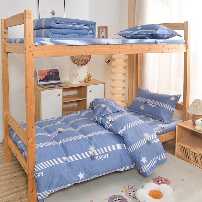 91家纺网 家纺一手货源 找家纺 小雨家纺 2026新款12868纯棉三件套 星晴蓝