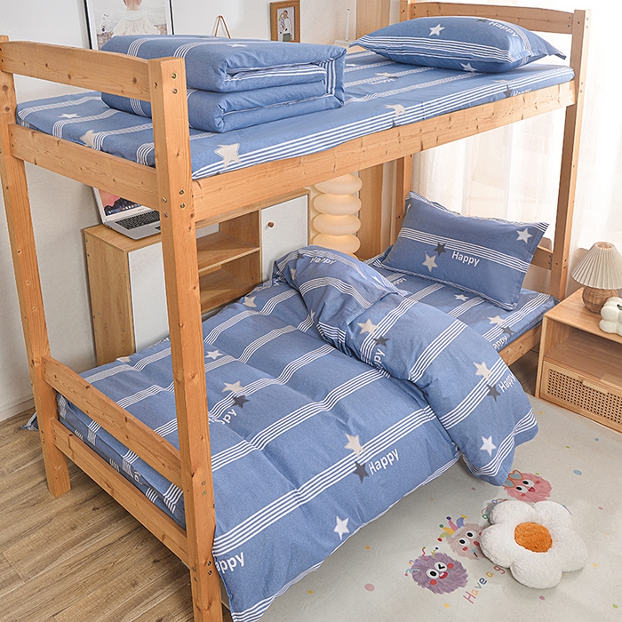 91家纺网 家纺一手货源 找家纺 小雨家纺 2026新款12868纯棉三件套 星晴蓝