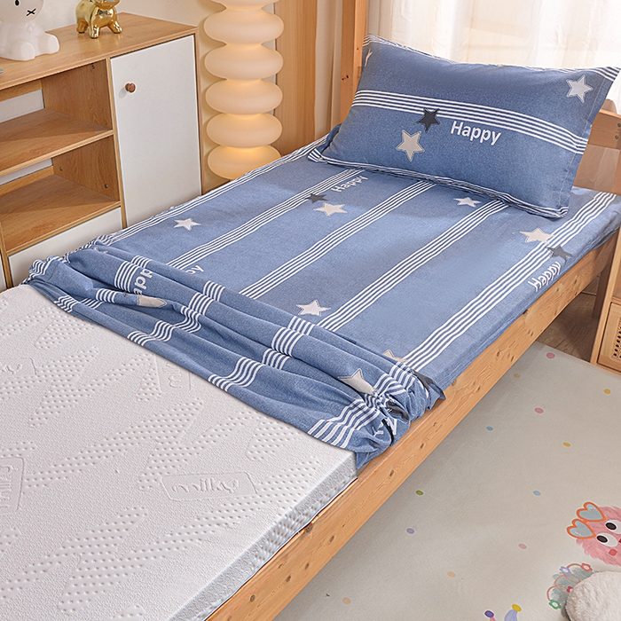 91家纺网 家纺一手货源 找家纺 小雨家纺 2026新款12868纯棉三件套 星晴蓝