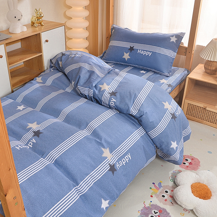 91家纺网 家纺一手货源 找家纺 小雨家纺 2026新款12868纯棉三件套 星晴蓝