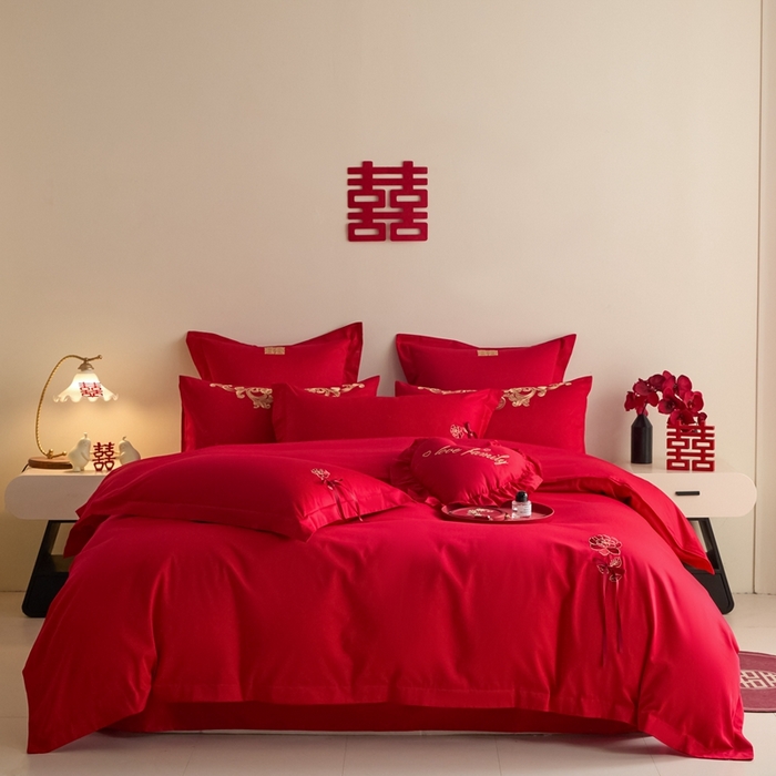  东方合美（原：皇家传奇）2025新款婚庆小红书化纤系列四件套 (控价138/148）爱如初见