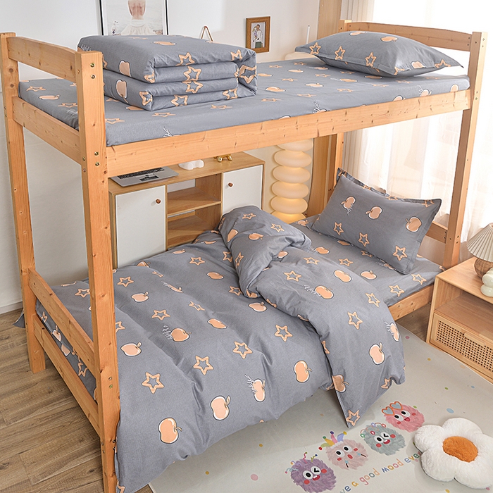 91家纺网 家纺一手货源 找家纺 小雨家纺 2026新款12868纯棉三件套 星光苹果-灰