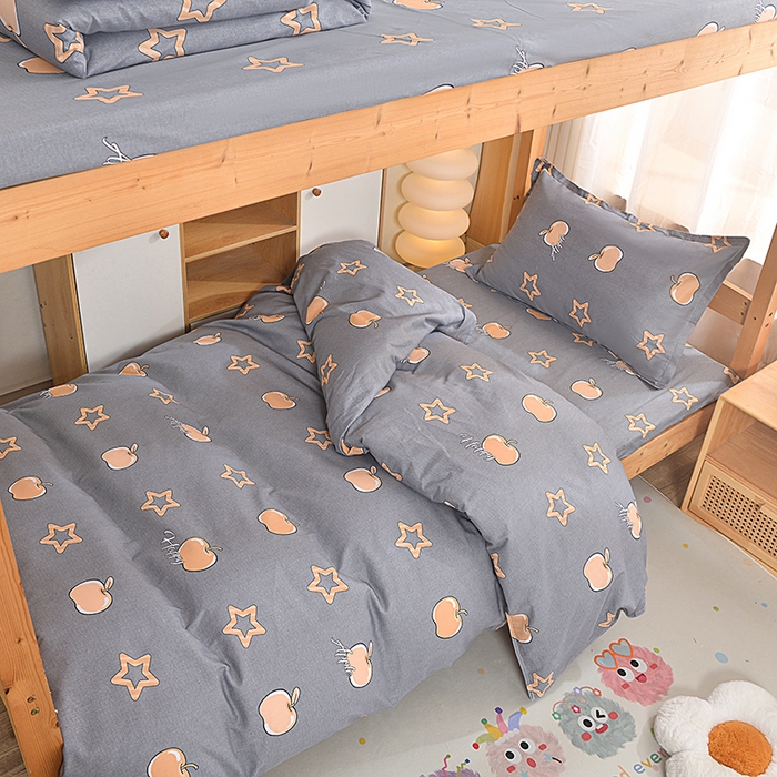 91家纺网 家纺一手货源 找家纺 小雨家纺 2026新款12868纯棉三件套 星光苹果-灰