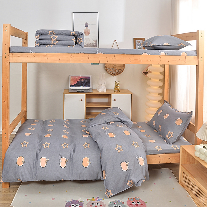 91家纺网 家纺一手货源 找家纺 小雨家纺 2026新款12868纯棉三件套 星光苹果-灰