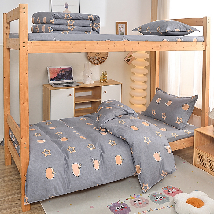 91家纺网 家纺一手货源 找家纺 小雨家纺 2026新款12868纯棉三件套 星光苹果-灰