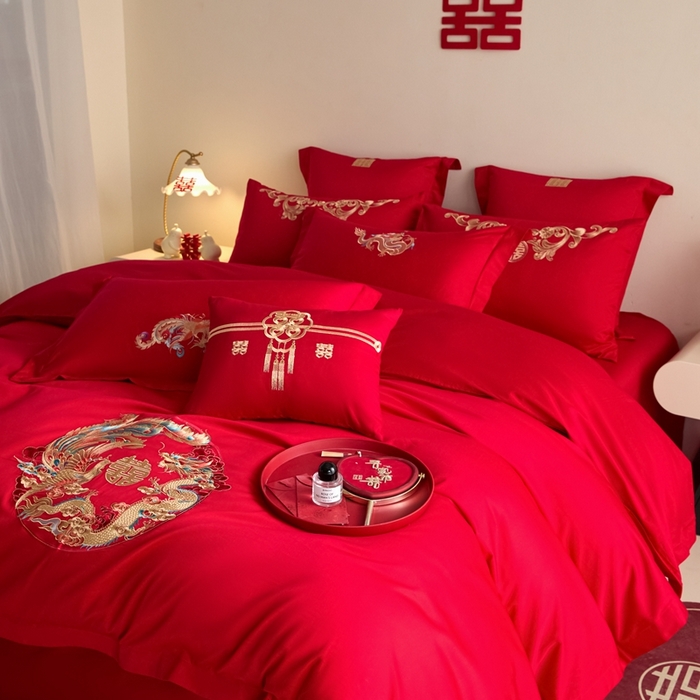 91家纺网 家纺一手货源 找家纺 东方合美（原：皇家传奇） 2025新款婚庆小红书化纤系列四件套(控价138/148） 郎才女貌