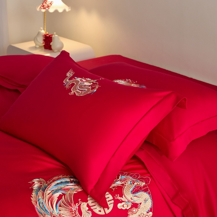 91家纺网 家纺一手货源 找家纺 东方合美（原：皇家传奇） 2025新款婚庆小红书化纤系列四件套(控价138/148） 郎才女貌