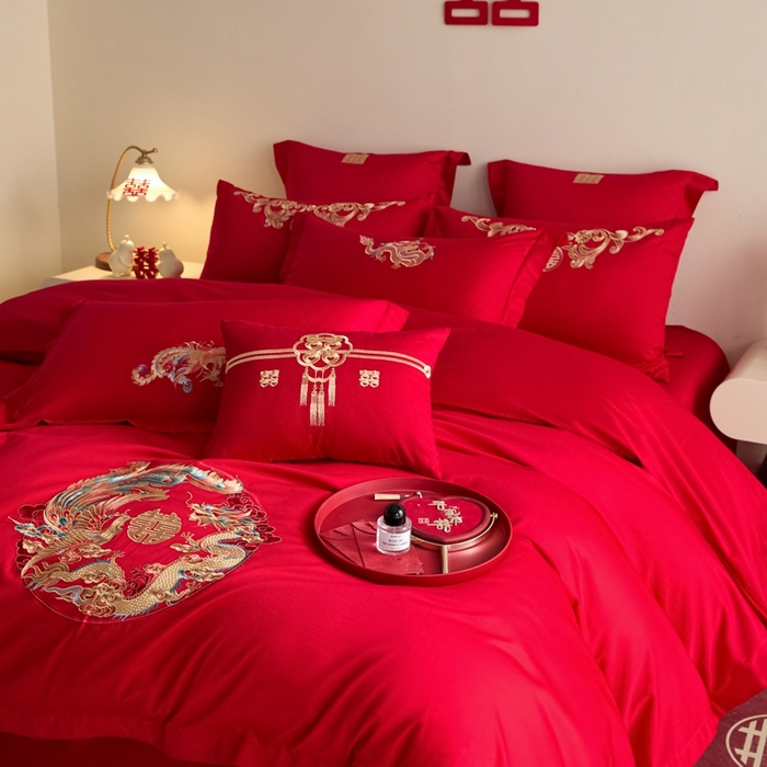 91家纺网 家纺一手货源 找家纺 东方合美（原：皇家传奇） 2025新款婚庆小红书化纤系列四件套(控价138/148） 郎才女貌