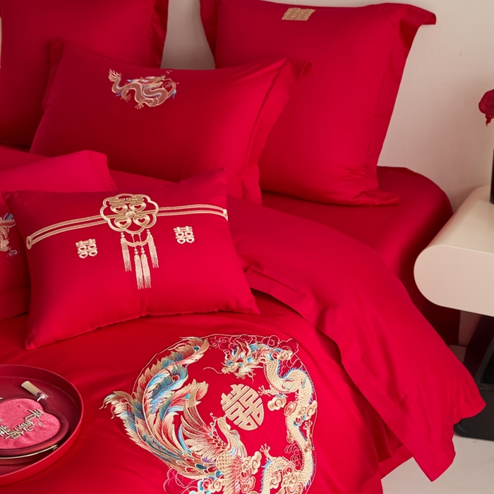 91家纺网 家纺一手货源 找家纺 东方合美（原：皇家传奇） 2025新款婚庆小红书化纤系列四件套(控价138/148） 郎才女貌