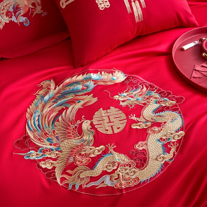 91家纺网 家纺一手货源 找家纺 东方合美（原：皇家传奇） 2025新款婚庆小红书化纤系列四件套(控价138/148） 郎才女貌