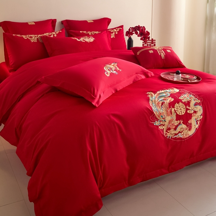 91家纺网 家纺一手货源 找家纺 东方合美（原：皇家传奇） 2025新款婚庆小红书化纤系列四件套(控价138/148） 郎才女貌