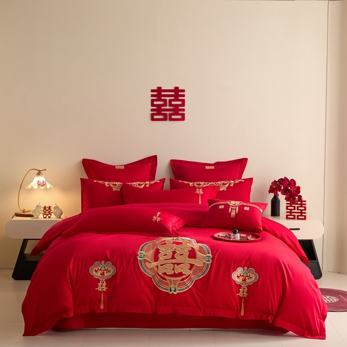  东方合美（原：皇家传奇）2025新款婚庆小红书化纤系列四件套(控价138/148） 如意双喜