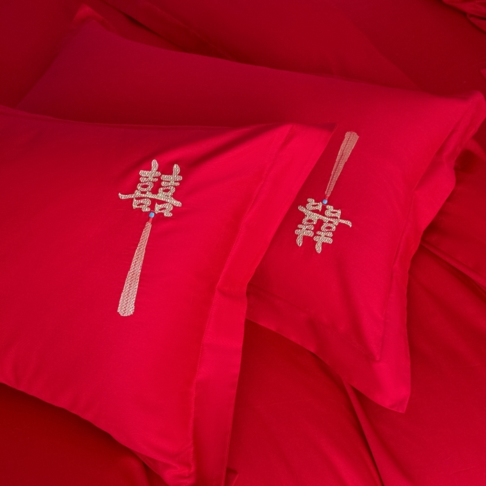 91家纺网 家纺一手货源 找家纺 东方合美（原：皇家传奇） 2025新款婚庆小红书化纤系列四件套(控价138/148） 如意双喜