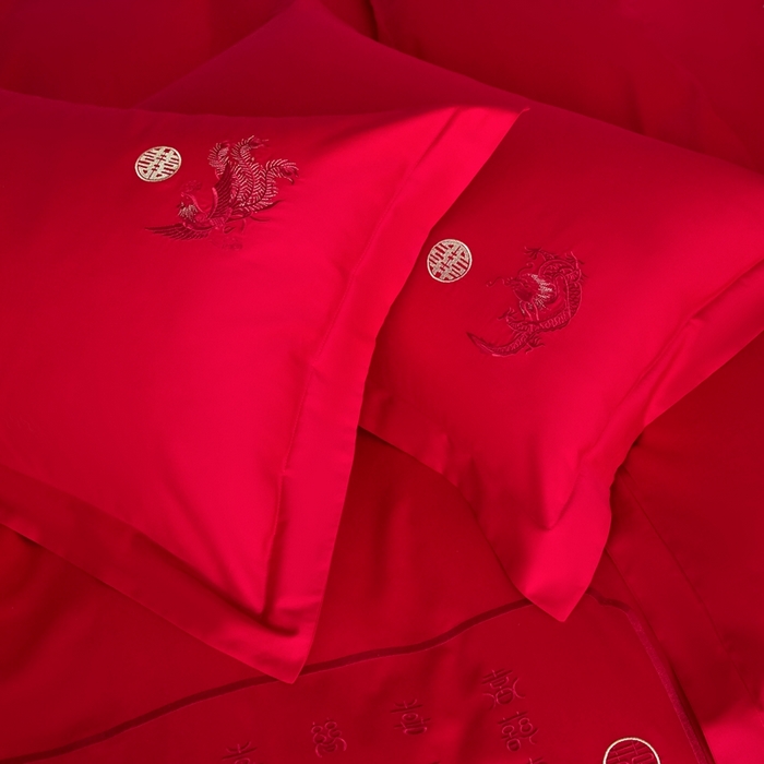 91家纺网 家纺一手货源 找家纺 东方合美（原：皇家传奇） 2025新款婚庆小红书化纤系列四件套(控价138/148） 喜嫁