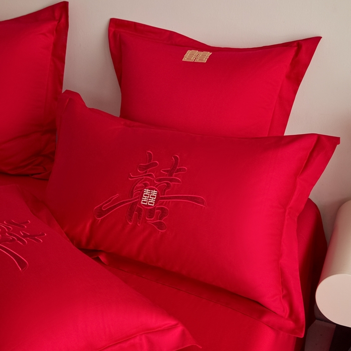 91家纺网 家纺一手货源 找家纺 东方合美（原：皇家传奇） 2025新款婚庆小红书化纤系列四件套(控价138/148） 新婚喜乐