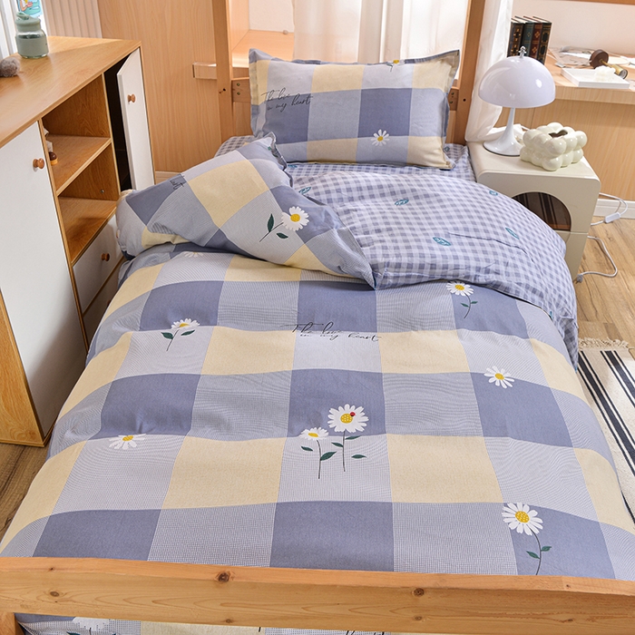 91家纺网 家纺一手货源 找家纺 小雨家纺 2026新款12868纯棉三件套 小雏菊灰