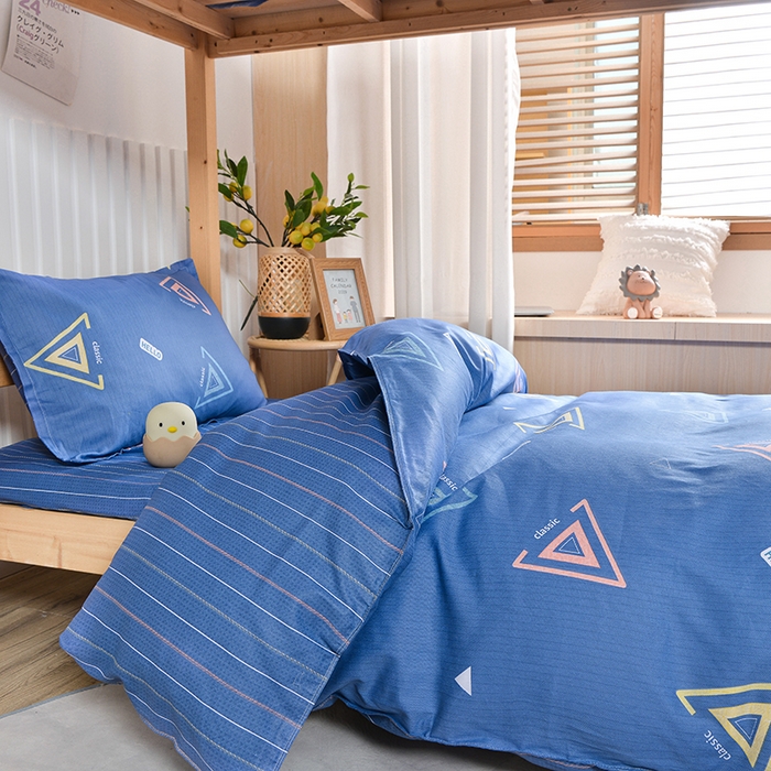 91家纺网 家纺一手货源 找家纺 小雨家纺 2026新款12868纯棉三件套 夏末-浅蓝