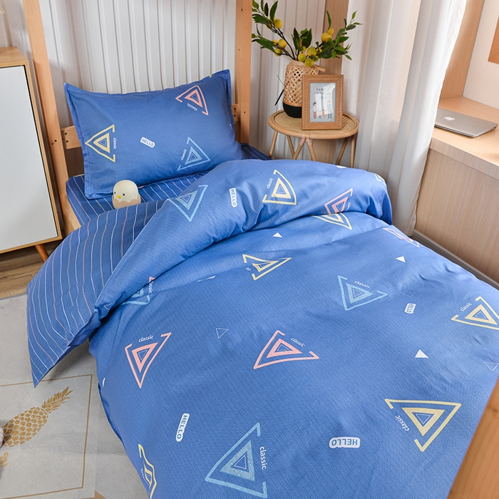 91家纺网 家纺一手货源 找家纺 小雨家纺 2026新款12868纯棉三件套 夏末-浅蓝