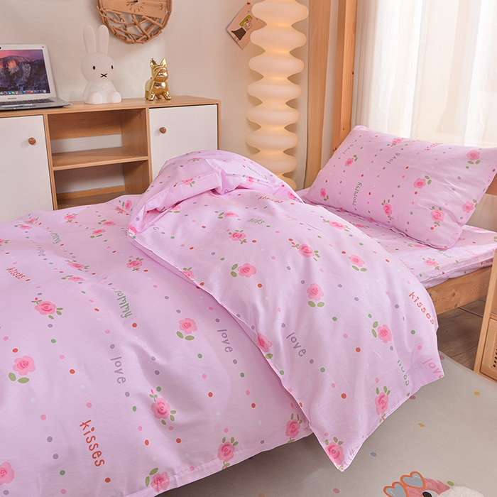 91家纺网 家纺一手货源 找家纺 小雨家纺 2026新款12868纯棉三件套 望夏花艺-粉