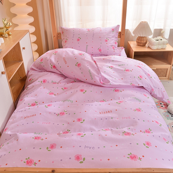 91家纺网 家纺一手货源 找家纺 小雨家纺 2026新款12868纯棉三件套 望夏花艺-粉