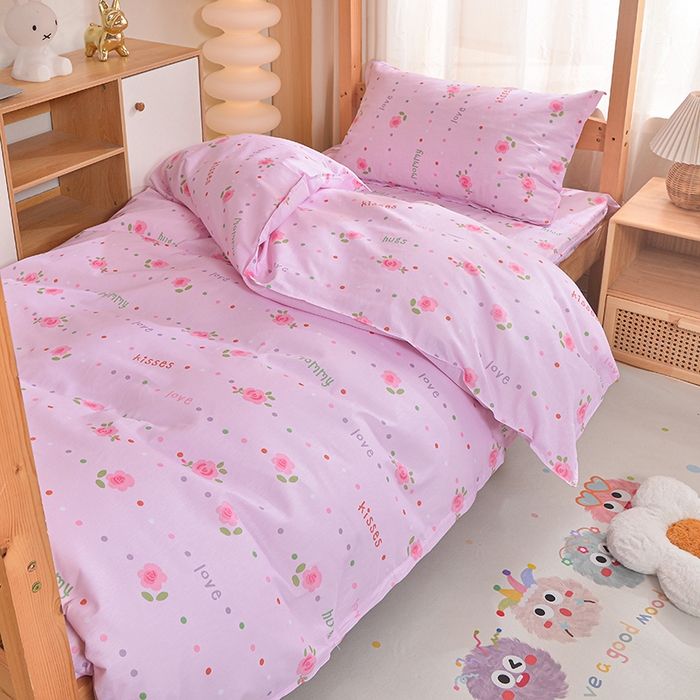 91家纺网 家纺一手货源 找家纺 小雨家纺 2026新款12868纯棉三件套 望夏花艺-粉