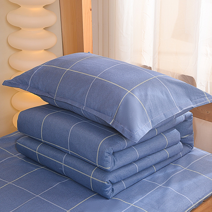 91家纺网 家纺一手货源 找家纺 小雨家纺 2026新款12868纯棉三件套 诗意人生蓝